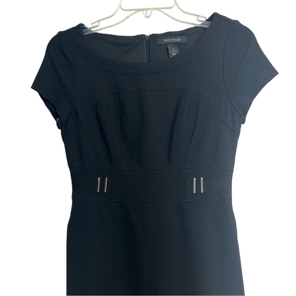 White House Black Market Womens Black Dress Sz 2 Silver Hardware 17” Back Zipper - Picture 2 of 12